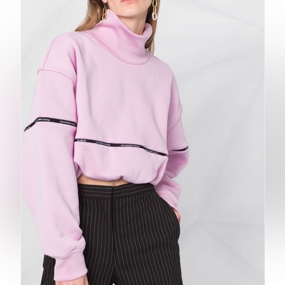 NWT Alexander Wang t cropped sweatshirt logo tape